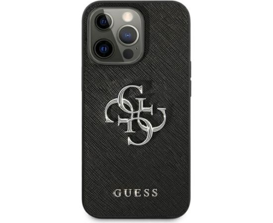 Guess GUHCP13LSA4GSBK Saffiano 4G Metal Logo Aizsargapvalks priekš iPhone 13 Pro/13 6,1" / melns Neoriģinālie Maciņi