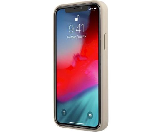 Guess GUHCP12MLSVSGP Silicone Vintage Hardcase Aizsargapvalks priekš iPhone 12/12 Pro 6,1" / pelēki rozā Neoriģinālie Maciņi