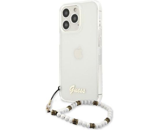 Guess GUHCP13LKPSWH Aizsargapvalks priekš iPhone 13 Pro / 13 6,1" / Transparent White Pearl Neoriģinālie Maciņi