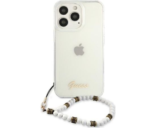 Guess GUHCP13LKPSWH Aizsargapvalks priekš iPhone 13 Pro / 13 6,1" / Transparent White Pearl Neoriģinālie Maciņi