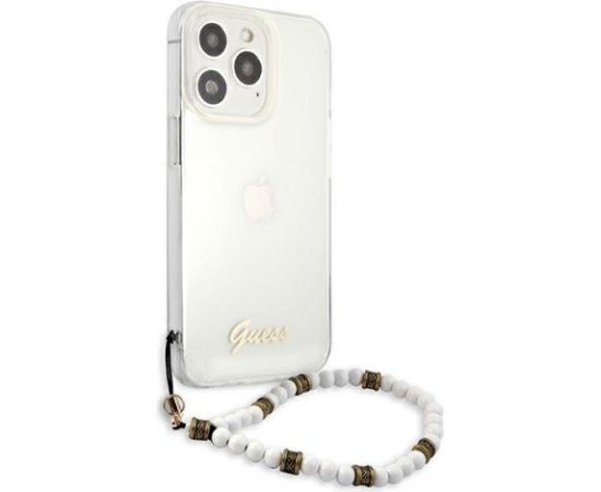 Guess GUHCP13LKPSWH Aizsargapvalks priekš iPhone 13 Pro / 13 6,1" / Transparent White Pearl Neoriģinālie Maciņi