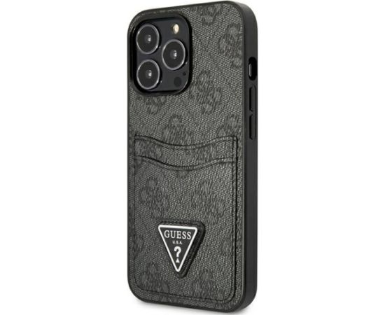 Guess GUHCP13LP4TPK Hardcase 4G Triangle Logo Cardslot Aizsargapvalks priekš iPhone 13 Pro / 13 6,1" / melns Neoriģinālie Maciņi