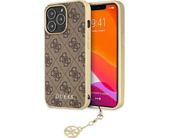 Guess GUHCP13LGF4GBR Hardcase 4G Charms Collection Aizsargapvalks priekš iPhone 13 Pro / 13 6,1" / brūns Neoriģinālie Maciņi