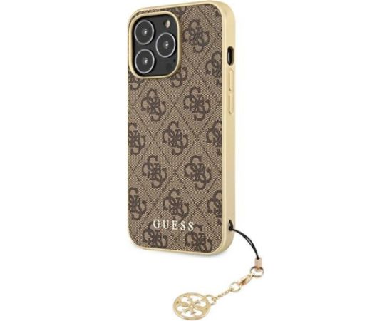 Guess GUHCP13LGF4GBR Hardcase 4G Charms Collection Aizsargapvalks priekš iPhone 13 Pro / 13 6,1" / brūns Neoriģinālie Maciņi