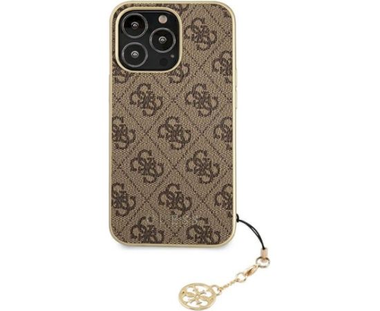 Guess GUHCP13LGF4GBR Hardcase 4G Charms Collection Aizsargapvalks priekš iPhone 13 Pro / 13 6,1" / brūns Neoriģinālie Maciņi