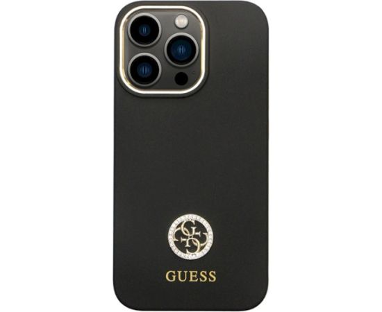 Guess GUHCP13LM4DGPK Silicone Logo Strass 4G Aizsargapvalks priekš iPhone 13 Pro / 13 6.1" / melns Neoriģinālie Maciņi