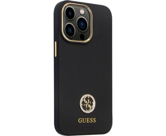 Guess GUHCP13LM4DGPK Silicone Logo Strass 4G Aizsargapvalks priekš iPhone 13 Pro / 13 6.1" / melns Neoriģinālie Maciņi