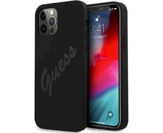 Guess GUHCP12LLSVSBK Script Vintage Aizsargapvalks priekš iPhone 12 Pro Max 6,7" / melns Neoriģinālie Maciņi