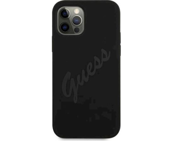 Guess GUHCP12LLSVSBK Script Vintage Aizsargapvalks priekš iPhone 12 Pro Max 6,7" / melns Neoriģinālie Maciņi