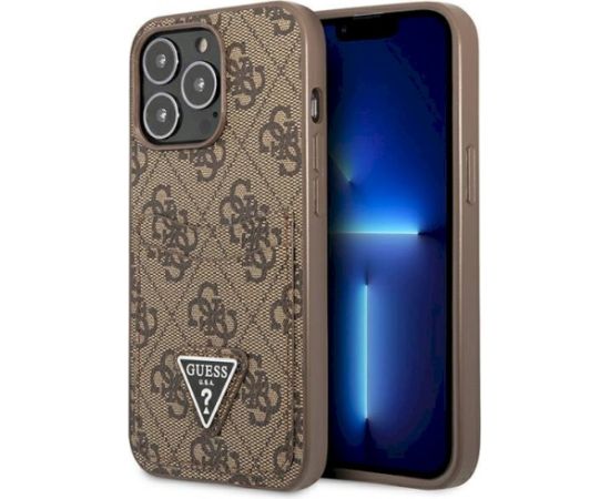 Guess GUHCP13LP4TPW Hardcase 4G Triangle Logo Cardslot Aizsargapvalks priekš iPhone 13 Pro / 13 6,1" / brūns Neoriģinālie Maciņi