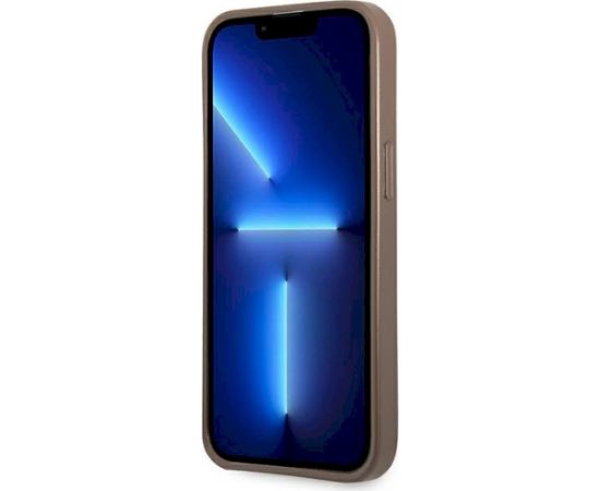 Guess GUHCP13LP4TPW Hardcase 4G Triangle Logo Cardslot Aizsargapvalks priekš iPhone 13 Pro / 13 6,1" / brūns Neoriģinālie Maciņi