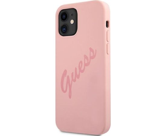 Guess GUHCP12SLSVSPI Script Vintage Aizsargapvalks priekš iPhone 12 mini 5,4" / rozā Neoriģinālie Maciņi