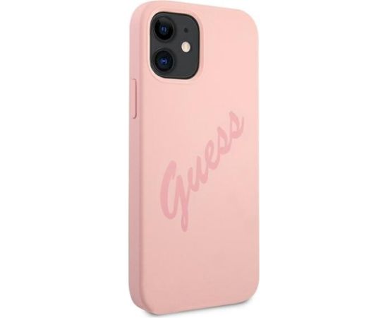 Guess GUHCP12SLSVSPI Script Vintage Aizsargapvalks priekš iPhone 12 mini 5,4" / rozā Neoriģinālie Maciņi