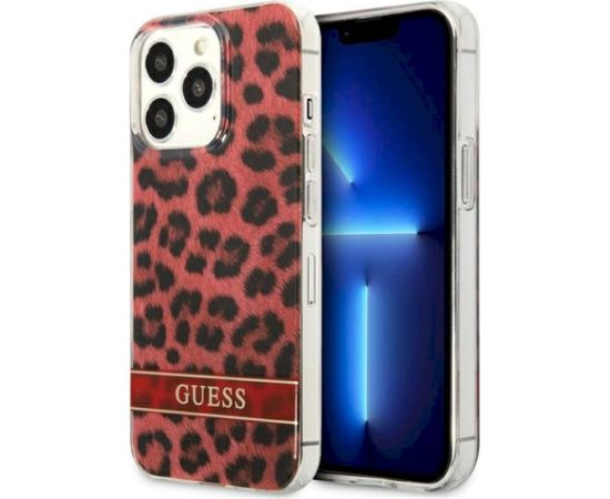 Guess GUHCP13LHSLEOR Leopard Aizsargapvalks priekš iPhone 13 Pro / 13 6,1" / sarkans Neoriģinālie Maciņi