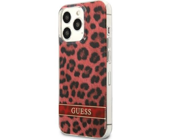 Guess GUHCP13LHSLEOR Leopard Aizsargapvalks priekš iPhone 13 Pro / 13 6,1" / sarkans Neoriģinālie Maciņi