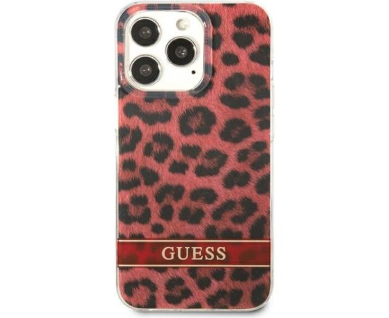 Guess GUHCP13LHSLEOR Leopard Aizsargapvalks priekš iPhone 13 Pro / 13 6,1" / sarkans Neoriģinālie Maciņi