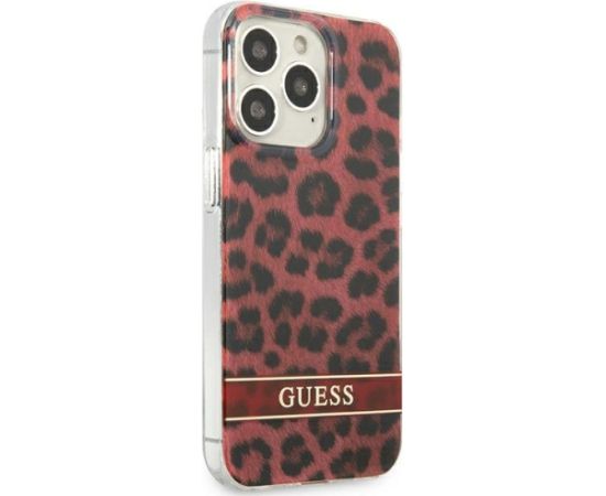 Guess GUHCP13LHSLEOR Leopard Aizsargapvalks priekš iPhone 13 Pro / 13 6,1" / sarkans Neoriģinālie Maciņi