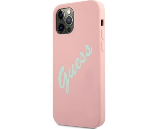 Guess GUHCP12LLSVSPG Silicone Vintage Hardcase Aizsargapvalks priekš iPhone 12 Pro Max 6.7" / zaļš rozā Neoriģinālie Maciņi
