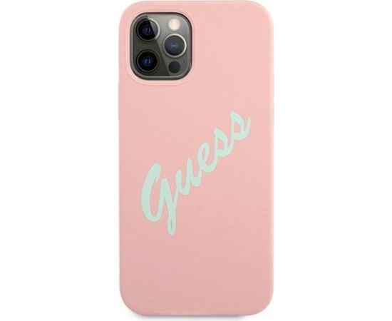 Guess GUHCP12LLSVSPG Silicone Vintage Hardcase Aizsargapvalks priekš iPhone 12 Pro Max 6.7" / zaļš rozā Neoriģinālie Maciņi