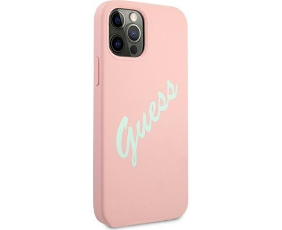 Guess GUHCP12LLSVSPG Silicone Vintage Hardcase Aizsargapvalks priekš iPhone 12 Pro Max 6.7" / zaļš rozā Neoriģinālie Maciņi