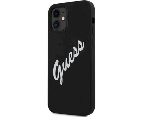 Guess GUHCP12SLSVSBW Silicone Vintage Hardcase Aizsargapvalks priekš iPhone 12 mini 5,4" / melns/balts Neoriģinālie Maciņi