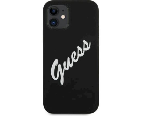 Guess GUHCP12SLSVSBW Silicone Vintage Hardcase Aizsargapvalks priekš iPhone 12 mini 5,4" / melns/balts Neoriģinālie Maciņi