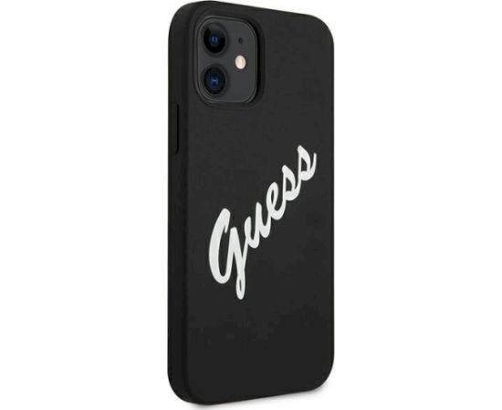 Guess GUHCP12SLSVSBW Silicone Vintage Hardcase Aizsargapvalks priekš iPhone 12 mini 5,4" / melns/balts Neoriģinālie Maciņi