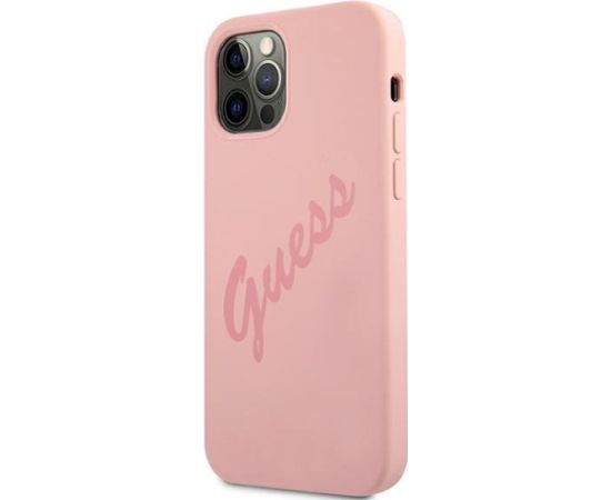 Guess GUHCP12LLSVSPI Script Vintage Aizsargapvalks priekš iPhone 12 Pro Max 6,7" / rozā Neoriģinālie Maciņi