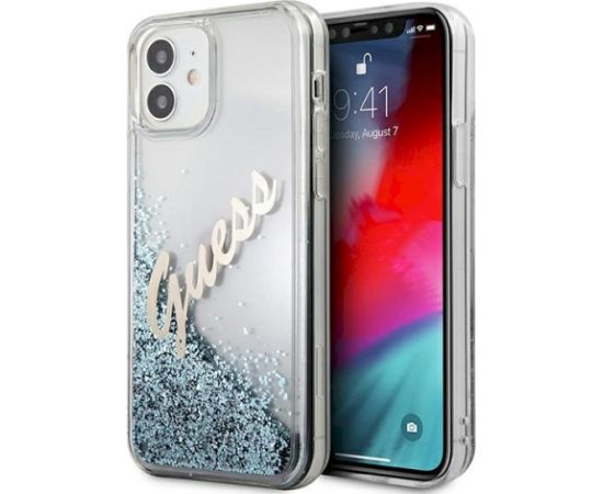 Guess GUHCP12SGLVSBL Glitter Vintage Script Защитный чехол для iPhone 12 mini 5,4" / синий Чехлы - альтернативные