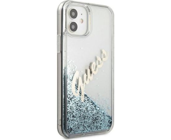 Guess GUHCP12SGLVSBL Glitter Vintage Script Защитный чехол для iPhone 12 mini 5,4" / синий Чехлы - альтернативные
