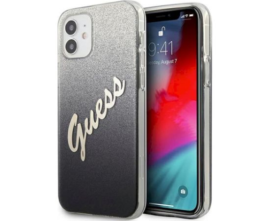 Guess GUHCP12SPCUGLSBK Glitter Gradient Script Защитный чехол для iPhone 12 mini 5,4" / чёрный Чехлы - альтернативные