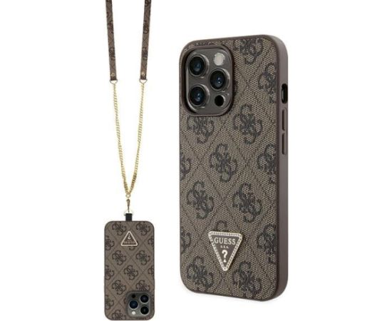 Guess GUHCP13LP4TDSCPW Hardcase Crossbody 4G Metal Logo Aizsargapvalks priekš iPhone 13 Pro / 13 6.1" / brūns Neoriģinālie Maciņi