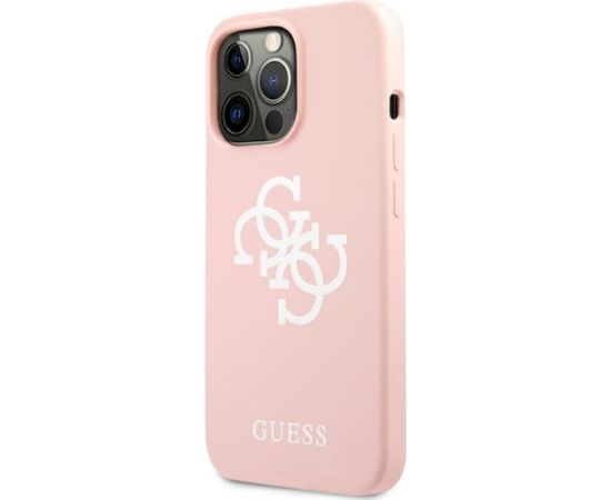 Guess GUHCP13LLS4GWPI Silicone 4G Logo Aizsargapvalks priekš iPhone 13 Pro / 13 6,1" / rozā Neoriģinālie Maciņi