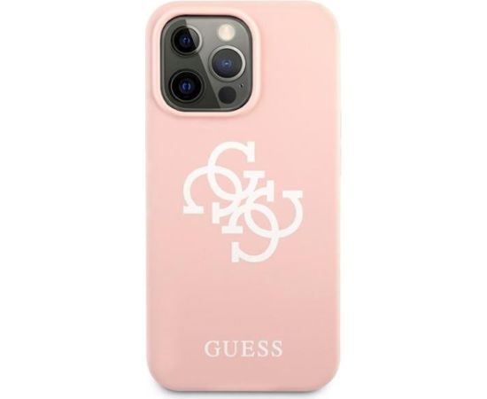 Guess GUHCP13LLS4GWPI Silicone 4G Logo Aizsargapvalks priekš iPhone 13 Pro / 13 6,1" / rozā Neoriģinālie Maciņi