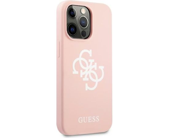 Guess GUHCP13LLS4GWPI Silicone 4G Logo Aizsargapvalks priekš iPhone 13 Pro / 13 6,1" / rozā Neoriģinālie Maciņi