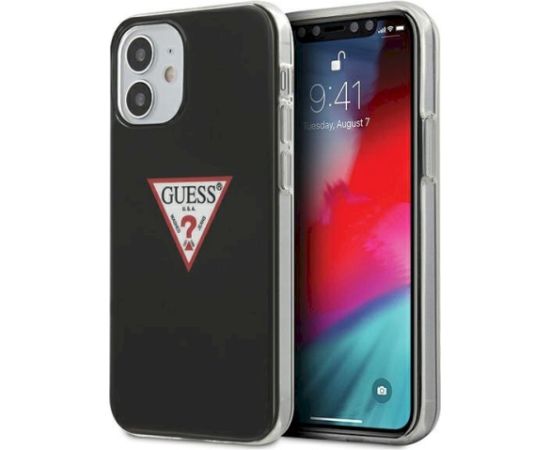Guess GUHCP12SPCUCTLBK Triangle Collection Aizsargapvalks priekš iPhone 12 mini 5,4" / melns Neoriģinālie Maciņi