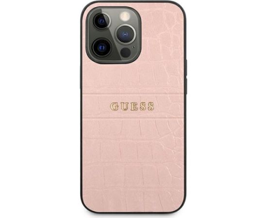 Guess GUHCP13LPCRBPI Croco Strap Collection Aizsargapvalks priekš iPhone 13 Pro / 13 6,1" / rozā Neoriģinālie Maciņi