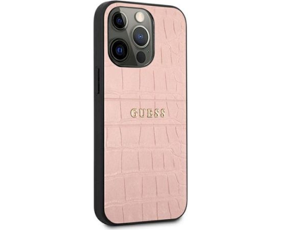 Guess GUHCP13LPCRBPI Croco Strap Collection Aizsargapvalks priekš iPhone 13 Pro / 13 6,1" / rozā Neoriģinālie Maciņi