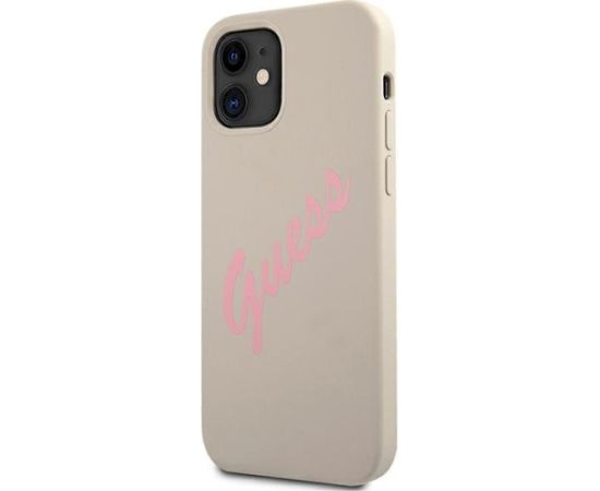 Guess GUHCP12SLSVSGP Silicone Vintage Aizsargapvalks priekš iPhone 12 mini 5,4" / pelēki rozā Neoriģinālie Maciņi