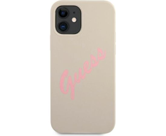 Guess GUHCP12SLSVSGP Silicone Vintage Aizsargapvalks priekš iPhone 12 mini 5,4" / pelēki rozā Neoriģinālie Maciņi
