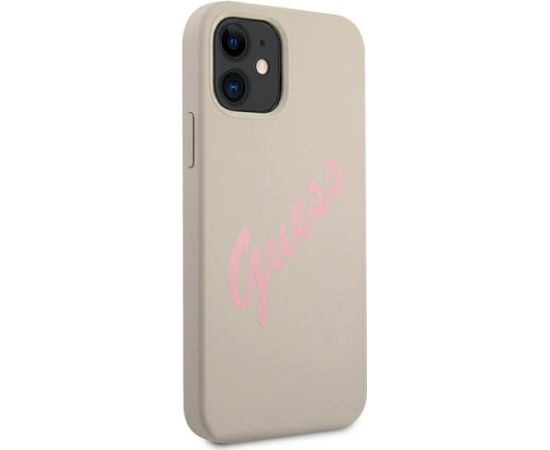 Guess GUHCP12SLSVSGP Silicone Vintage Aizsargapvalks priekš iPhone 12 mini 5,4" / pelēki rozā Neoriģinālie Maciņi