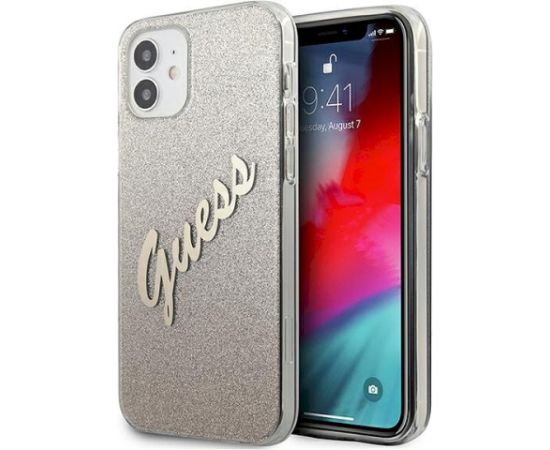 Guess GUHCP12SPCUGLSGO Glitter Gradient Script Hardcase Защитный чехол для iPhone 12 mini 5,4" / золотой Чехлы - альтернативные