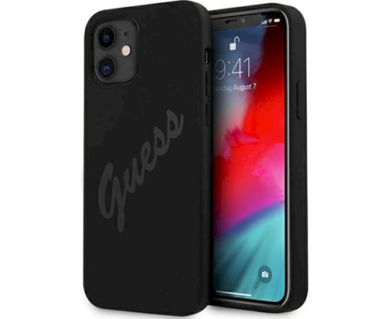 Guess GUHCP12SLSVSBK Script Vintage Aizsargapvalks priekš iPhone 12 mini 5,4" / melns Neoriģinālie Maciņi