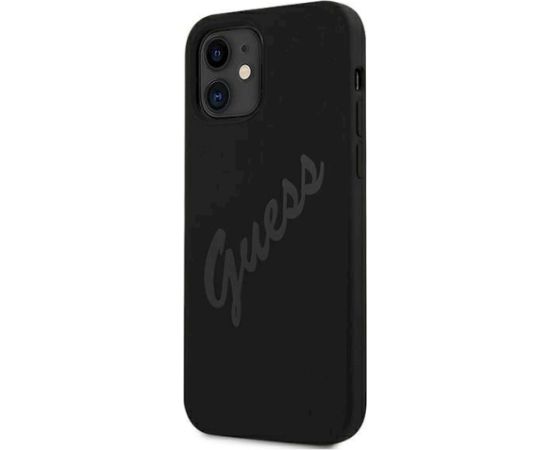 Guess GUHCP12SLSVSBK Script Vintage Aizsargapvalks priekš iPhone 12 mini 5,4" / melns Neoriģinālie Maciņi
