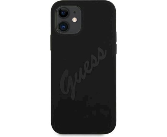Guess GUHCP12SLSVSBK Script Vintage Aizsargapvalks priekš iPhone 12 mini 5,4" / melns Neoriģinālie Maciņi