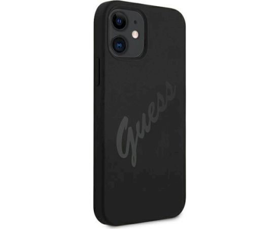 Guess GUHCP12SLSVSBK Script Vintage Aizsargapvalks priekš iPhone 12 mini 5,4" / melns Neoriģinālie Maciņi