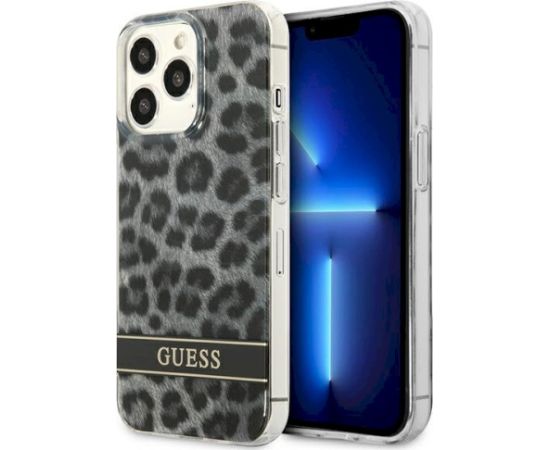 Guess GUHCP13LHSLEOK Hardcase Leopard Aizsargapvalks priekš iPhone 13 Pro / 13 6,1" / pelēks Neoriģinālie Maciņi
