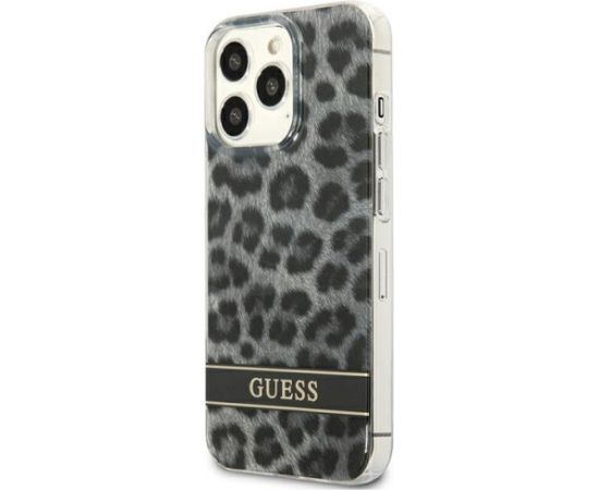 Guess GUHCP13LHSLEOK Hardcase Leopard Aizsargapvalks priekš iPhone 13 Pro / 13 6,1" / pelēks Neoriģinālie Maciņi