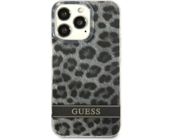 Guess GUHCP13LHSLEOK Hardcase Leopard Aizsargapvalks priekš iPhone 13 Pro / 13 6,1" / pelēks Neoriģinālie Maciņi