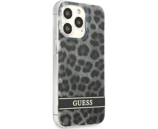 Guess GUHCP13LHSLEOK Hardcase Leopard Aizsargapvalks priekš iPhone 13 Pro / 13 6,1" / pelēks Neoriģinālie Maciņi